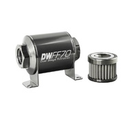 Stainless Steel 100 Micron In-Line Fuel Filter Element w/70mm Housing kit - 8AN
