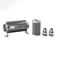 In-Line Fuel Filter Element and Housing Kit Stainless Steel 100 Micron 110mm 