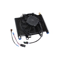 Comp. Oil + Transmission Cooler -10ORB, 13.9" x 9" x 3.5" w/ Fan + Switch