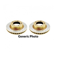 Street Series 2x Gold Cross-Drilled/Slotted Rear Rotors (WRX 01-07/FXT 03-08/LGT 04-09)