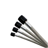 4AN 12in Stainless Steel Braided Hose - Black