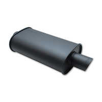 StreetPower FLAT BLACK Oval Muffler with Single 4in Outlet - 4in inlet I.D.