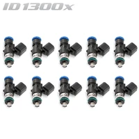 ID1300-XDS Injectors Set of 10. 34mm Length. 14mm Grey Adaptor Top. 14mm Lower O-ring (R8 16-24 Huracan 14-25)