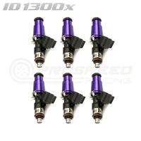 ID1300-XDS Injectors Set of 6. 60mm Length. 14mm Purple Adaptor Top. 14mm Lower O-Ring/11mm Machine O-Ring Retainer - Nissan GT-R R35 (V1 T1 Rails)