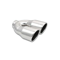 2.5in ID Dual 3.5in OD Round SS Exhaust Tip (Single Wall Angle Cut)