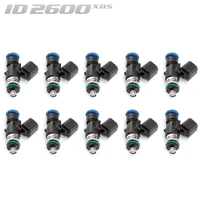 ID2600-XDS Injectors Set of 10. 34mm Length. 14mm Grey Adaptor Top. 14mm Lower O-ring (R8 16-24 Huracan 14-25)