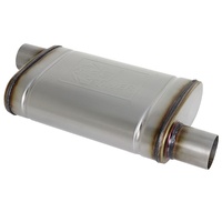 MACH Force-Xp 2.5" 409 Stainless Steel Muffler - 2.5" Inlet/Outlet Offset/Offset, 14"L x 9"W x 4"H Body