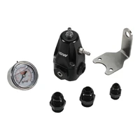 DWR1000 Adjustable fuel pressure regulator + pressure gauge + (2) 8AN feed & (1) 6AN return fittings, anodized black. Universal fitment