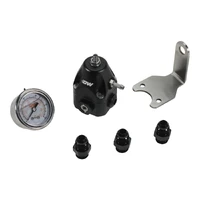 DWR1000c Adjustable fuel pressure regulator + pressure gauge + (2) 6AN feed & (1) 6AN return fittings, anodized black. Universal fitment