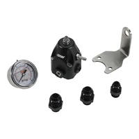 DWR1000c Adjustable fuel pressure regulator + pressure gauge + (2) 8AN feed & (1) 6AN return fittings, anodized black. Universal fitment