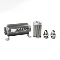 In-Line Fuel Filter Element and Housing Kit Stainless Steel 10 Micron 110mm 