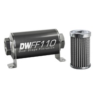 Stainless Steel 100 Micron In-Line Fuel Filter Element w/110mm Housing kit - 10AN