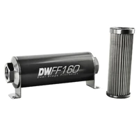 Stainless Steel 10 Micron In-Line Fuel Filter Element w/160mm Housing kit - 8AN