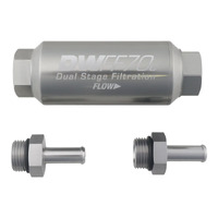 Compact In-Line Fuel Filter Element and Housing Kit Stainless Steel 10 Micron 70mm