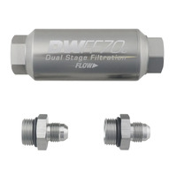 Compact In-Line Fuel Filter Element and Housing Kit Stainless Steel 10 Micron 70mm