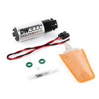 DW300C 340lph Compact Fuel Pump w/Mounting Clips + Install Kit (Corolla 03-04)
