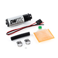 DW65C 265lph Compact Fuel Pump w/Mounting Clips + Install Kit