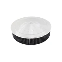 14" x 3" Air Filter Assembly 7-5/16" Flatbase - Chrome Cotton