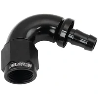 510 Series Full Flow Tight Radius Push Lock 120° Hose End -6AN To 5/16" 8mm Barb - Black