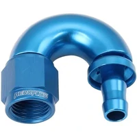 510 Series Full Flow Tight Radius Push Lock 180° Hose End -6AN To 5/16" 8mm Barb