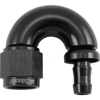 510 Series Full Flow Tight Radius Push Lock 180° Hose End -6AN To 5/16" 8mm Barb - Black