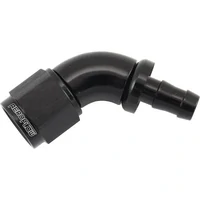 510 Series Full Flow Tight Radius Push Lock 60° Hose End -6AN To 5/16" 8mm Barb - Black