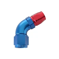 60 Deg Full Flow Stepped Hose End -10AN to -12AN - Blue/Red