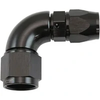 200 Series Teflon Style One Piece 90 Degree Stepped Hose End -8AN to -6 Hose - Black Finish