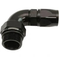 90° ORB Male Swivel PTFE Teflon® Hose End -6 ORB to -8AN - Black Finish