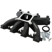 Rectangle Port Carburettor Street Single Plane Non-EFI Intake Manifold (GM LS) - Black Finish
