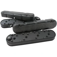2 Piece Retro Finned Valve Cover Set (GM LS Series) - Black Finish