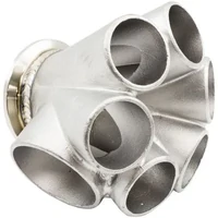 6 into 1 Round Turbo Merge Collector with 1-5/8" Tube Size V-Band Flange - 50mm Wastegate Hole Suits Boosted 4849 to 6862