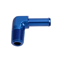 90 Deg 3/8" NPT Male To 1/2" Barb Adapter - Blue