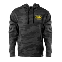 Camo Script Badge Pull Over Hoodie - Black Camo