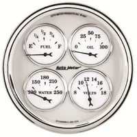 5" Quad Gauge 100 PSI/100-250 °F/8-18V/240-33 ohm Old-Tyme White II