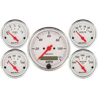 5 Pc. Gauge Kit 3-1/8" & 2-1/16" Electric Speedometer Arctic White