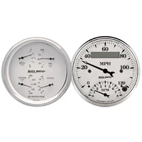 2 Pc. Gauge Kit 3-3/8" Quad & Tach/Speedo Electric 240-33 ohm Old Tyme White