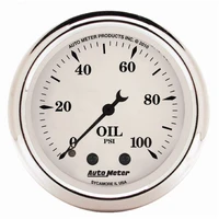 2-1/16" Oil Pressure 0-100 PSI Mechanical Old-Tyme White