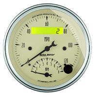 3-3/8" Tachometer/Speedometer Combo 8K RPM/120 MPH Electric Antique Beige