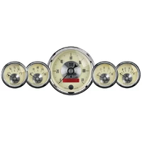 5 Pc. Gauge Kit 3-3/8" & 2-1/16" Electric Speedo W/Lcd Odo Prestige Antq. Ivory