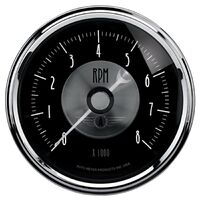 3-3/8" In-Dash Tachometer 0-8,000 RPM Prestige Black Diamond