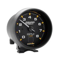 3-3/4" Pedestal Tachometer 0-8,000 RPM Black/Black Int. Shift Light Auto Gage
