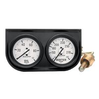 Gauge Console OILP/Wtmp 2-1/16" 100 PSI/280 °F White  Dial Black Bzl Full Sweep Autogage