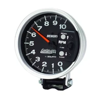 5" Pedestal Tachometer 0-10,000 RPM Memory Black Auto Gage