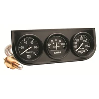 Gauge Console OILP/WTMP/Amp 2-1/16" 100 PSI/280 °F/60A Black Dial Black Bzl Autogage