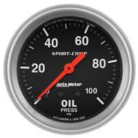 2-5/8" Oil Pressure 0-100 PSI Mechanical Sport-Comp