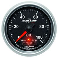 2-1/16" Oil Pressure w/Peak & Warn 0-100 PSI Stepper Motor Sport-Comp II