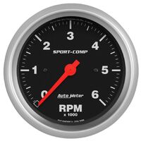 3-3/8" In-Dash Tachometer 0-6,000 RPM Sport-Comp