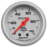 2-1/16" Oil Pressure 0-100 PSI Mechanical Ultra-Lite