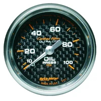 2-1/16" Oil Pressure 0-100 PSI Mechanical Carbon Fiber
